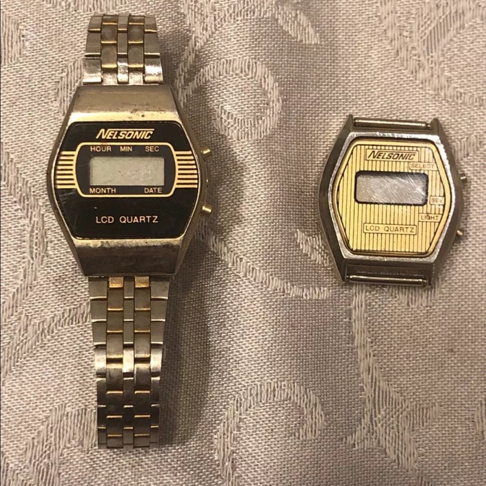 2 Vintage NELSONIC Digital LCD Quartz Watch